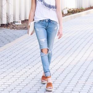 Blank NYC distressed low rise jean
